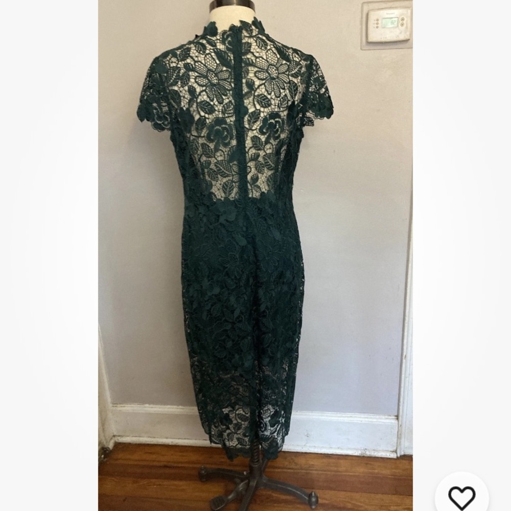 2-14 Laundry Shelli Segal Green lace dress sheath 10 - Picture 4 of 5